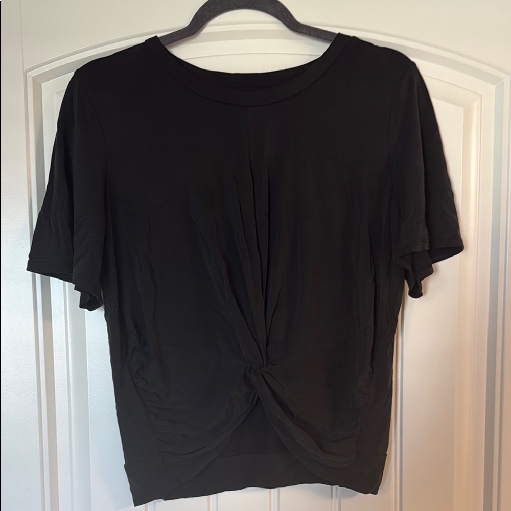 Active USA Black Relaxed Tie Front T-Shirt